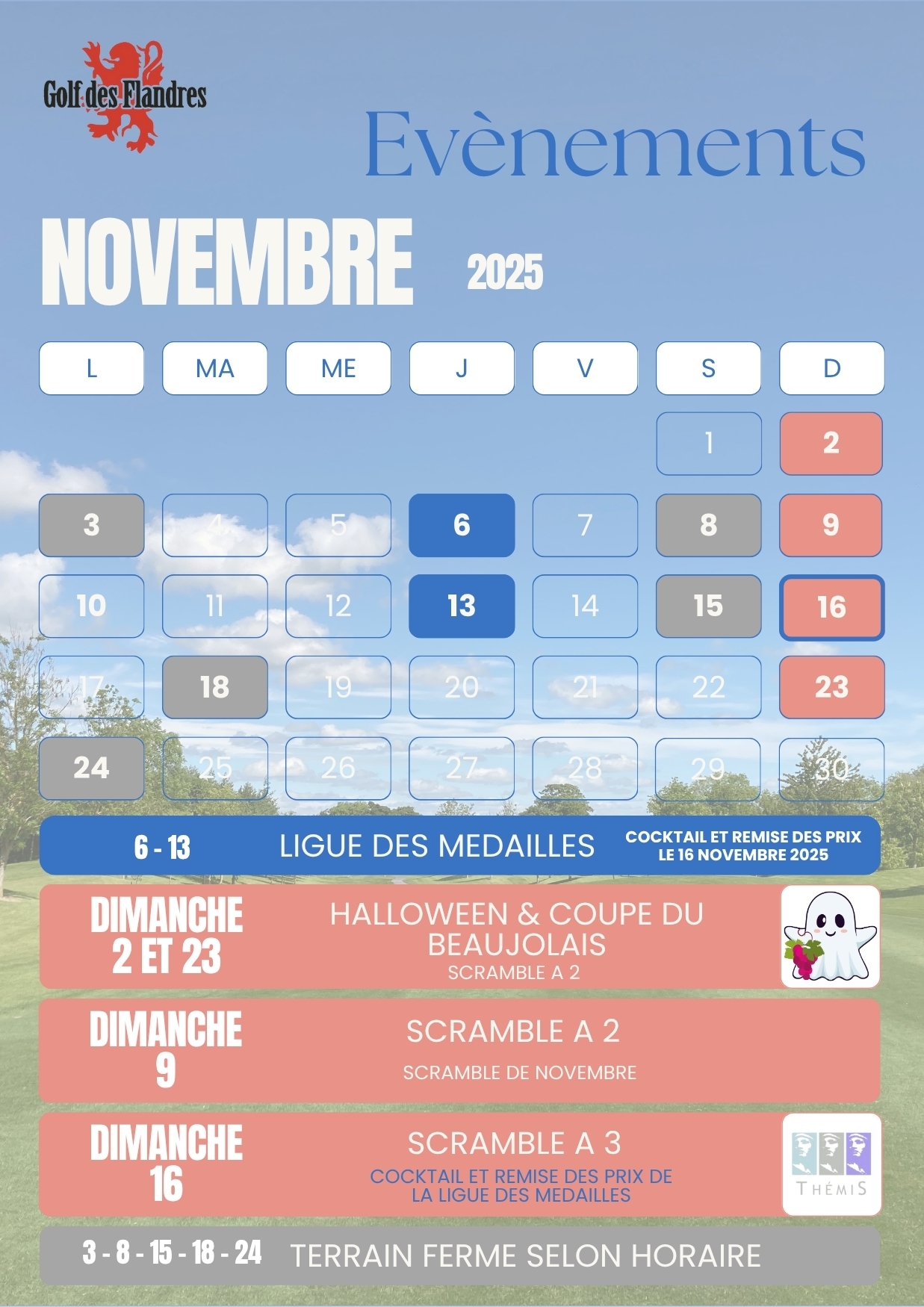 CALENDRIER NOVEMBRE 2025